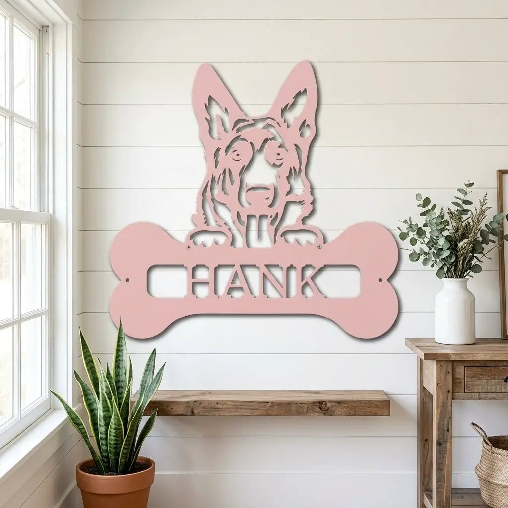 German Sheperd Custom Name Metal Art Wall Sign