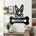German Sheperd Custom Name Metal Art Wall Sign