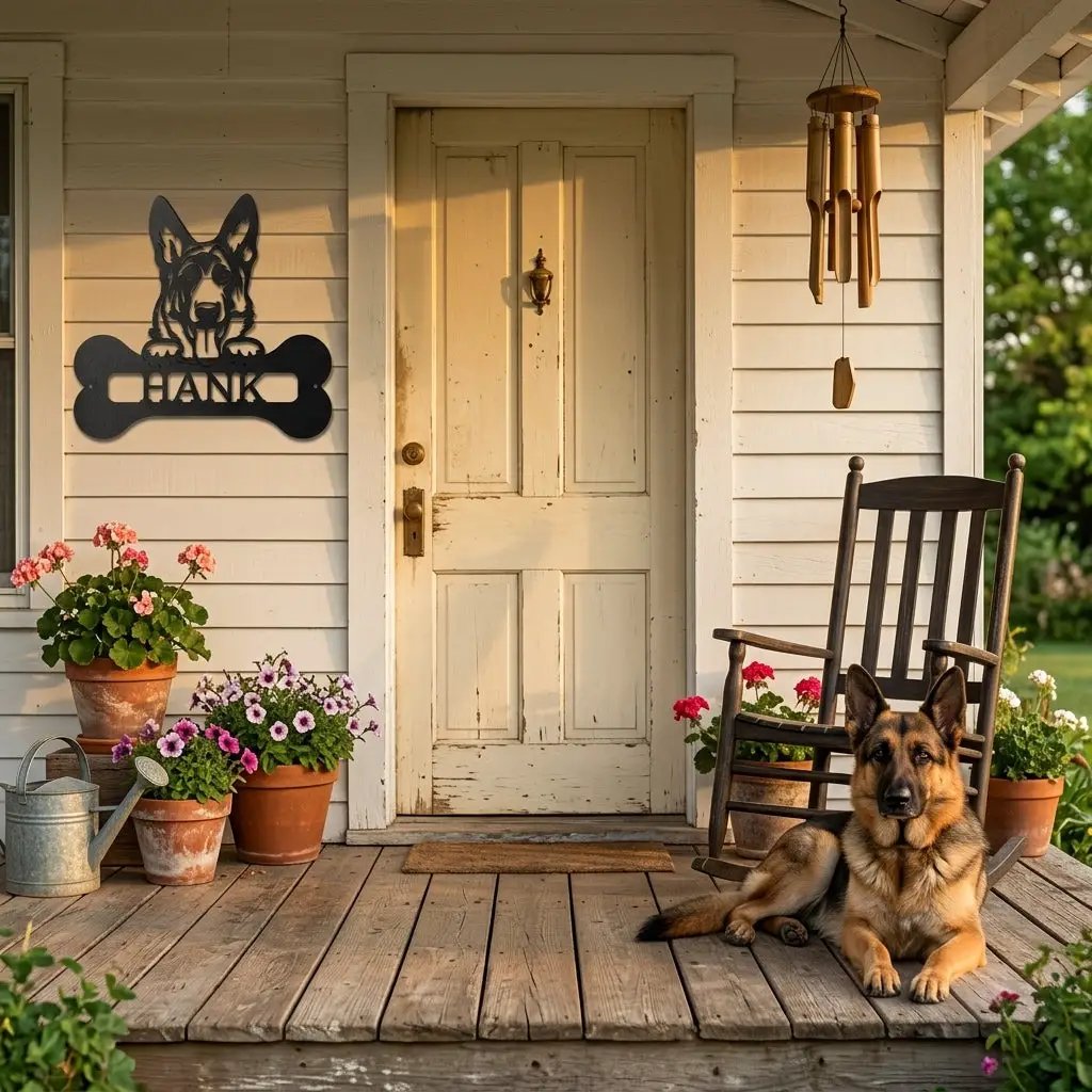 German Sheperd Custom Name Metal Art Wall Sign