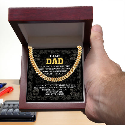 Gift for Dad- Best Kind Of Dad Cuban Chain Link Necklace with Gift Box - Mallard Moon Gift Shop