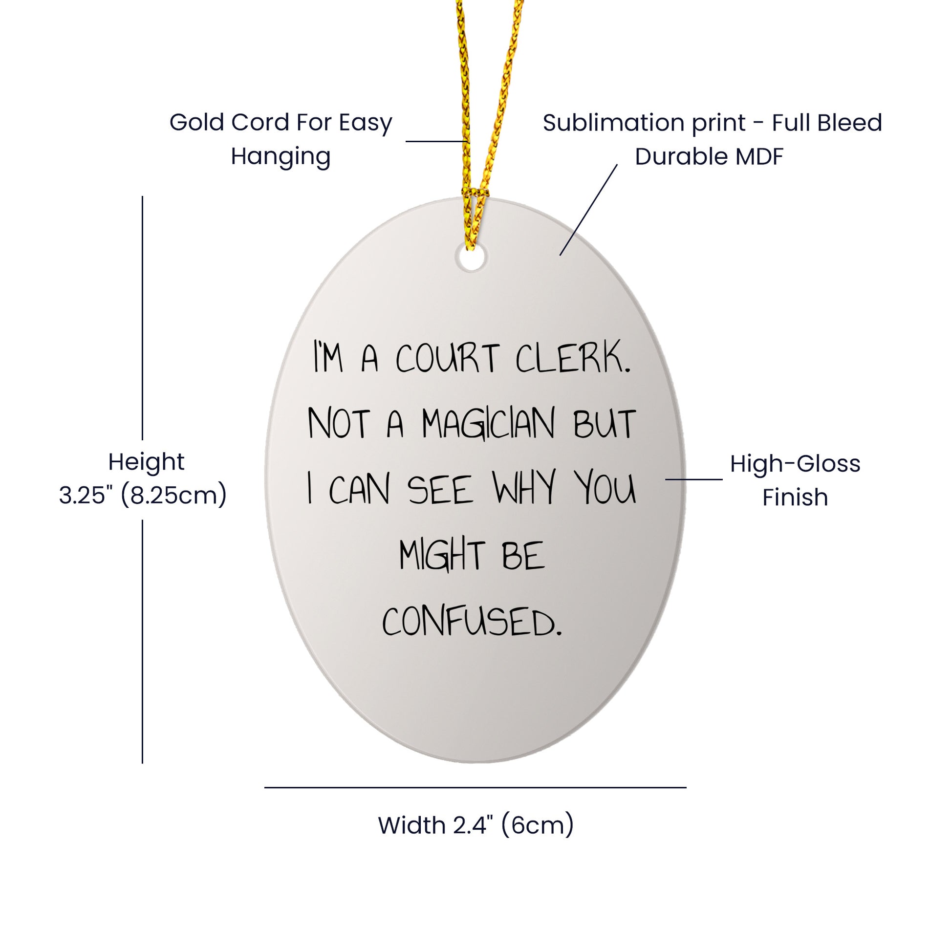 Gifts from Friends, Family, and Coworkers - 'I'm A Court Clerk' Oval Ornament for Court Clerks, Unique Christmas Unique Gift