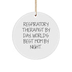 Gifts from Friends, Family, and Coworkers for Respiratory Therapist By Day, World's Best Mom By Night. - Unique Circle Ornament for Christmas