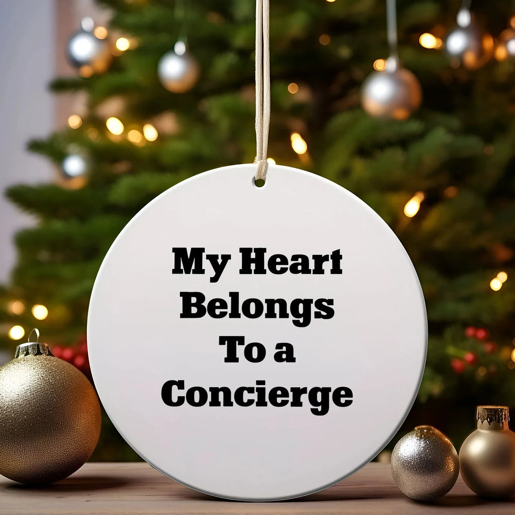 Concierge' Circle Ornament - 'My Heart Belongs To A Concierge' Circle Ornament, Concierge Gifts for Christmas