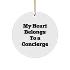 Concierge' Circle Ornament - 'My Heart Belongs To A Concierge' Circle Ornament, Concierge Gifts for Christmas