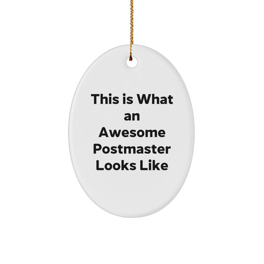 Gifts from Friends and Family - This Is What an Awesome Postmaster Looks Like, Oval Ornament for Christmas