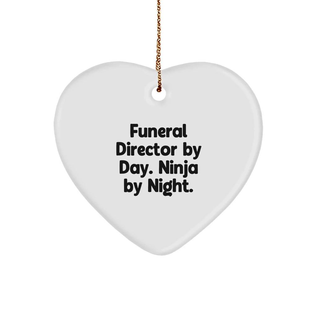 Gifts from Friends and Family for Funeral Directors - 'By Day. Ninja By Night.' Heart Ornament, Christmas Unique Presents