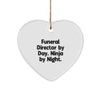 Gifts from Friends and Family for Funeral Directors - 'By Day. Ninja By Night.' Heart Ornament, Christmas Unique Presents