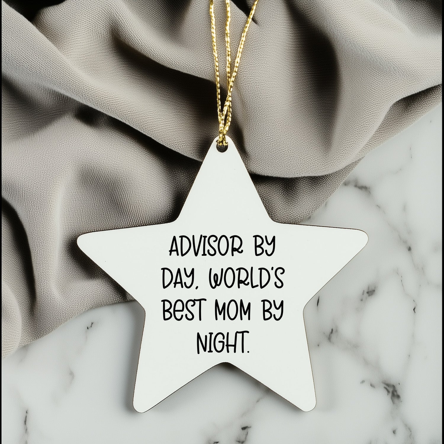 Gifts from Friends for Advisors By Day, World's Best Mom By Night. - Star Ornament, White, 3.25'' Tall - Unique Christmas Unique Gifts for Advisor