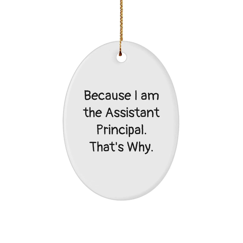 Gifts from Friends for Assistant Principals, Oval Ornament Because I Am The Assistant Principal. That's Why., Funny Christmas Unique Gift