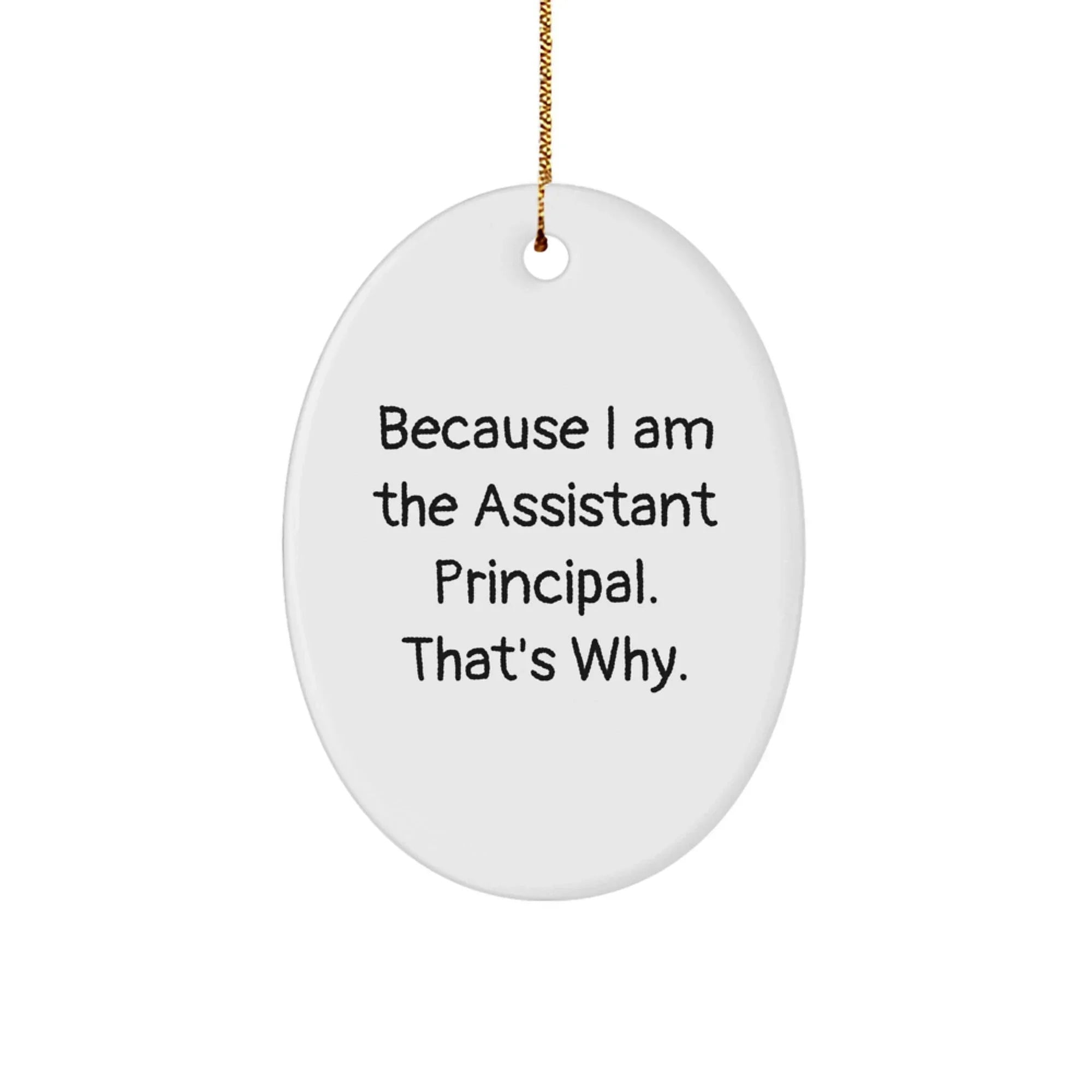 Gifts from Friends for Assistant Principals, Oval Ornament Because I Am The Assistant Principal. That's Why., Funny Christmas Unique Gift