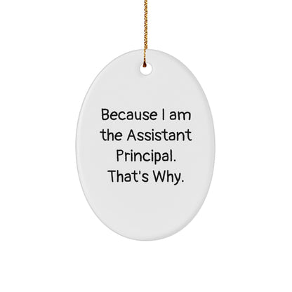 Gifts from Friends for Assistant Principals, Oval Ornament Because I Am The Assistant Principal. That's Why., Funny Christmas Unique Gift