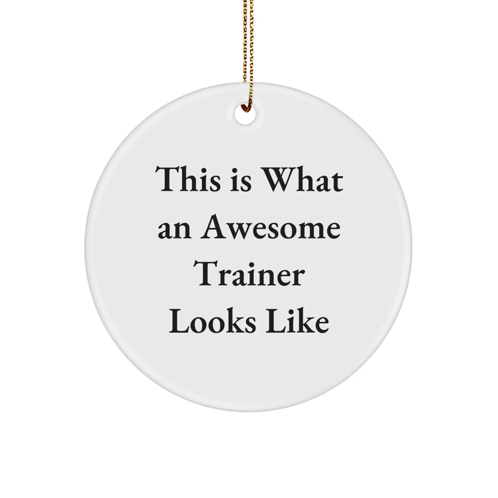 Gifts from Friends for Awesome Trainers - Trainer Circle Ornament, This Is What An Awesome Trainer Looks Like, White, 2.75 Tall, Christmas Decor