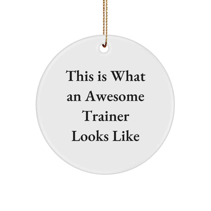 Gifts from Friends for Awesome Trainers - Trainer Circle Ornament, This Is What An Awesome Trainer Looks Like, White, 2.75 Tall, Christmas Decor