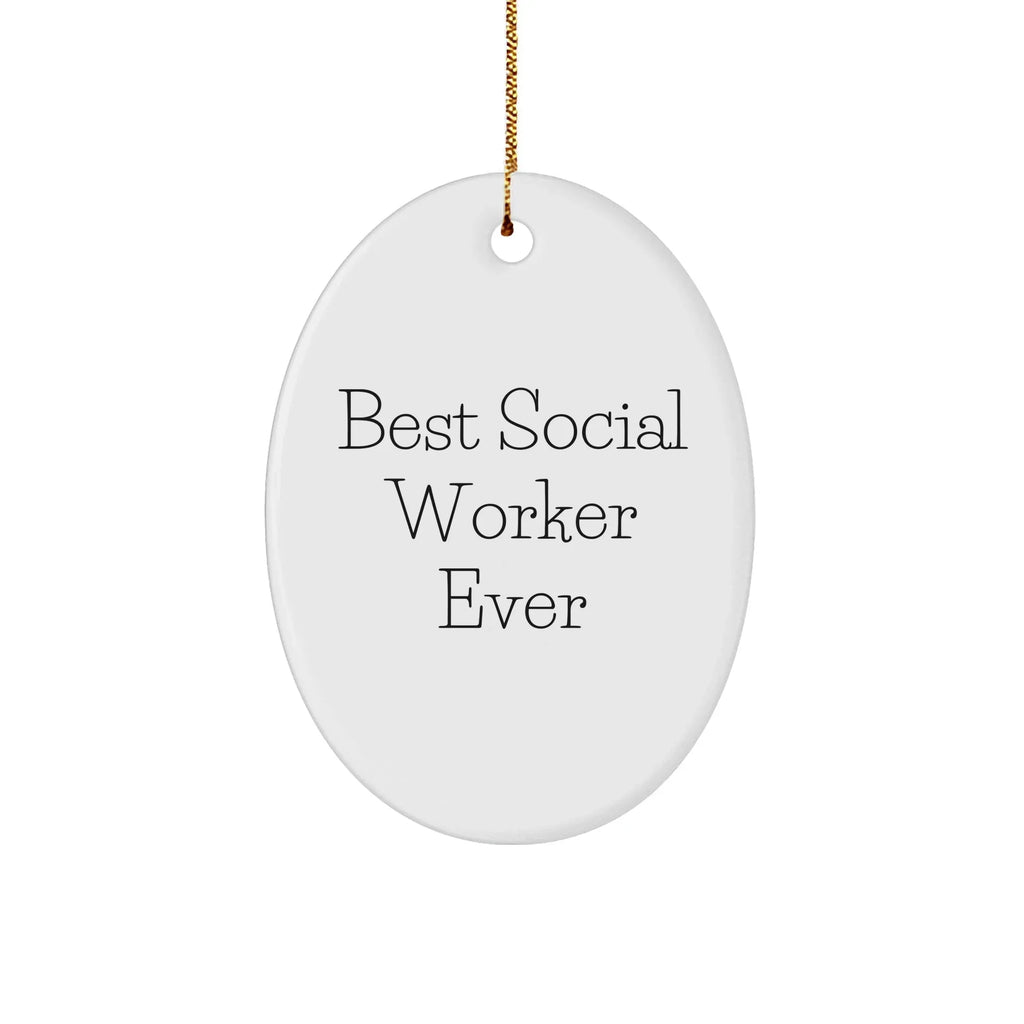 Gifts from Friends for Best Social Worker Ever - Funny Oval Ornament for Christmas