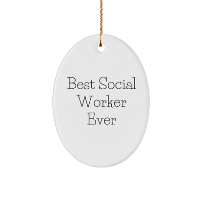Gifts from Friends for Best Social Worker Ever - Funny Oval Ornament for Christmas