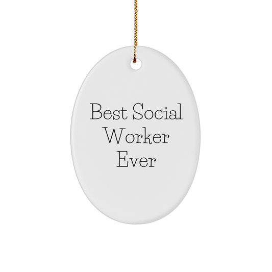 Gifts from Friends for Best Social Worker Ever - Funny Oval Ornament for Christmas