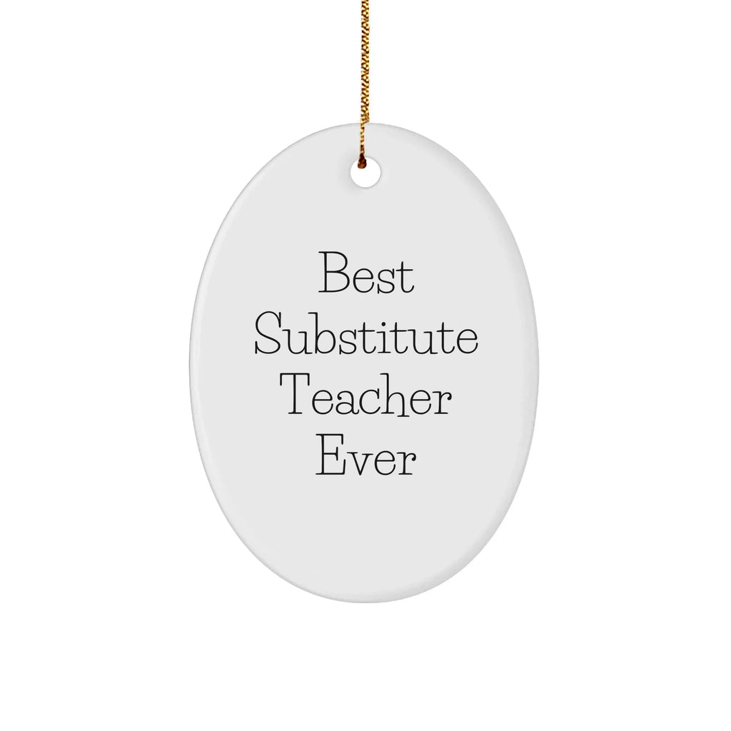 Gifts from Friends for Best Substitute Teacher Ever Oval Ornament, Funny Quote, Christmas Unique Gifts