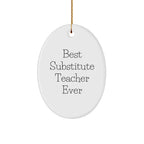 Gifts from Friends for Best Substitute Teacher Ever Oval Ornament, Funny Quote, Christmas Unique Gifts