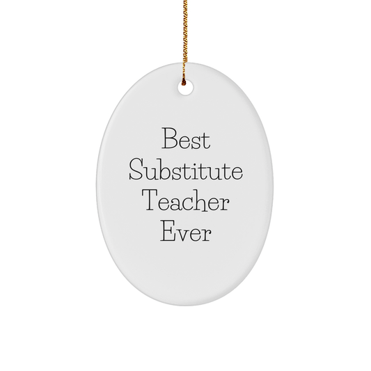 Gifts from Friends for Best Substitute Teacher Ever Oval Ornament, Funny Quote, Christmas Unique Gifts