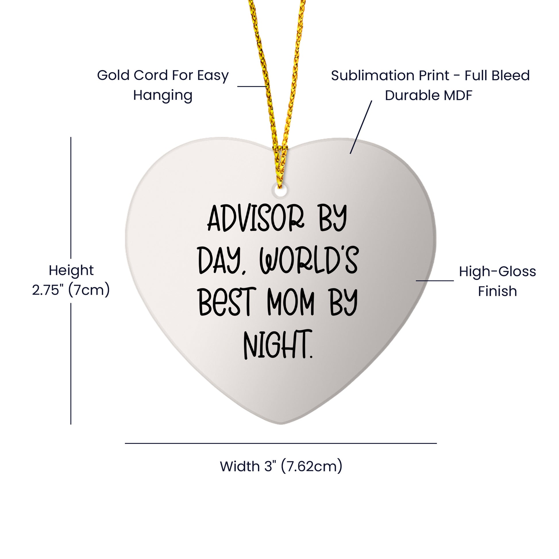 Gifts from Men, Funny Advisor by Day, World's Best Mom By Night, Heart Ornament, Christmas Unique Gifts for Advisor