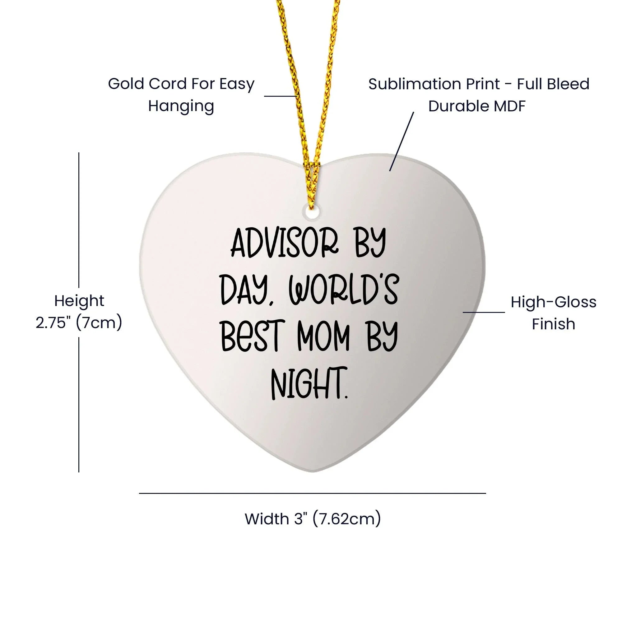 Gifts from Men, Funny Advisor by Day, World's Best Mom By Night, Heart Ornament, Christmas Unique Gifts for Advisor