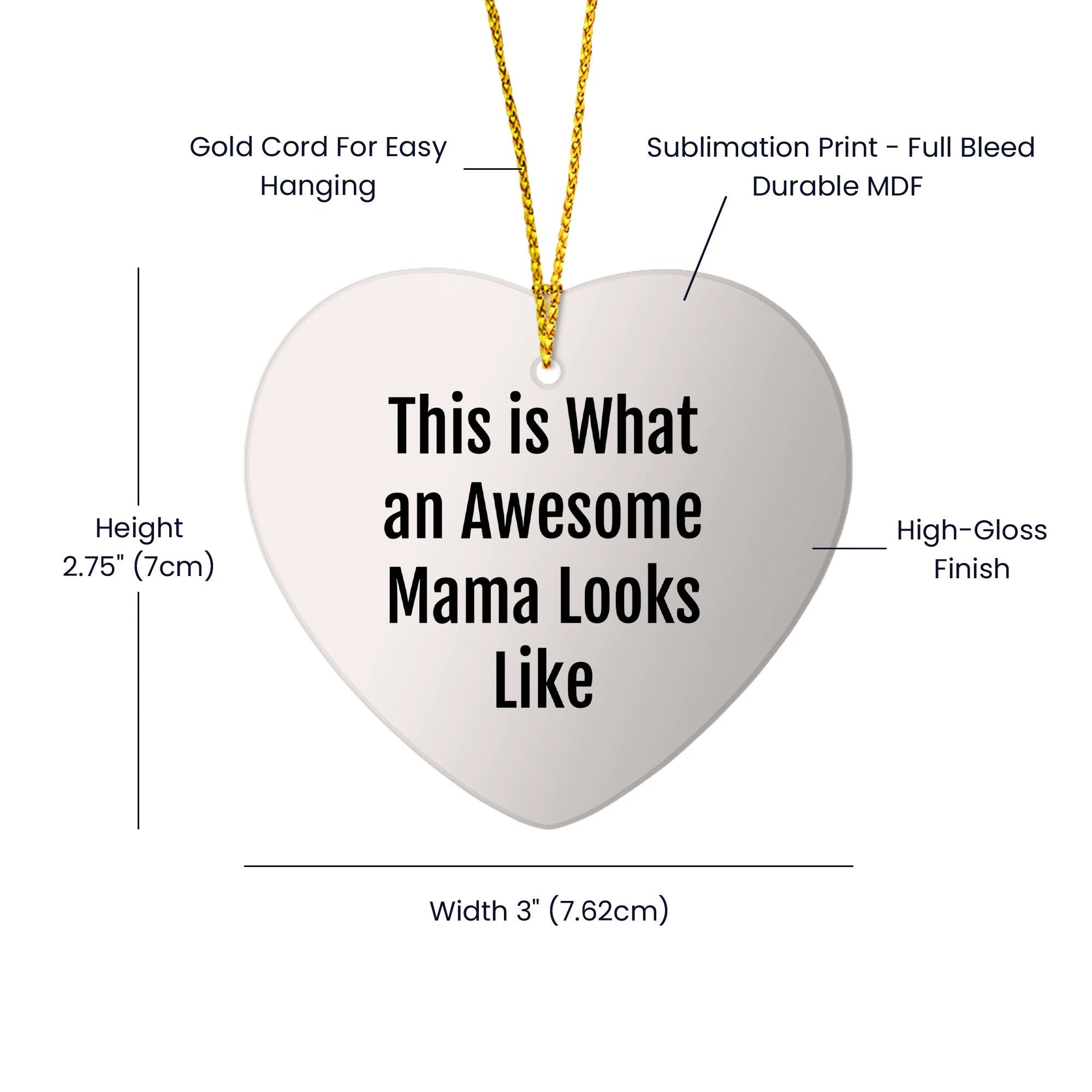 Gifts from Men to Awesome Mama - Inspirational Heart Ornament for Christmas