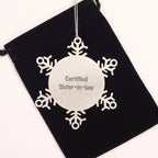 Gifts from Men to Sister-in-law, Certified Funny Snowflake Ornament for Christmas, Shatterproof Stainless Steel Sister-in-law Gift Ideas