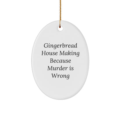 Gingerbread House Making Fun Oval Ornament Gifts from Friends to Family