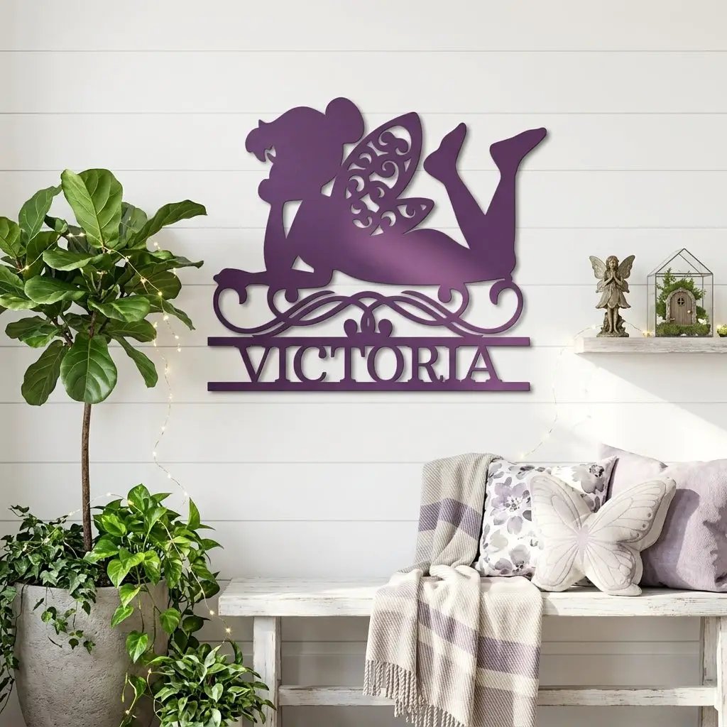 Personalized Fairy Metal Wall Art | Custom Fairy Name Sign | Whimsical Fantasy Metal Decor | Girls Bedroom Wall Art | Made in USA