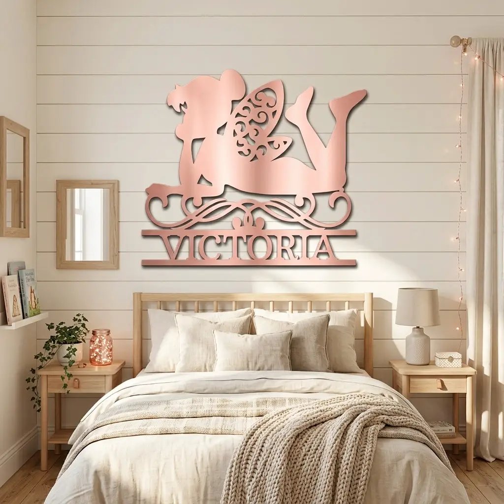 Personalized Fairy Metal Wall Art | Custom Fairy Name Sign | Whimsical Fantasy Metal Decor | Girls Bedroom Wall Art | Made in USA