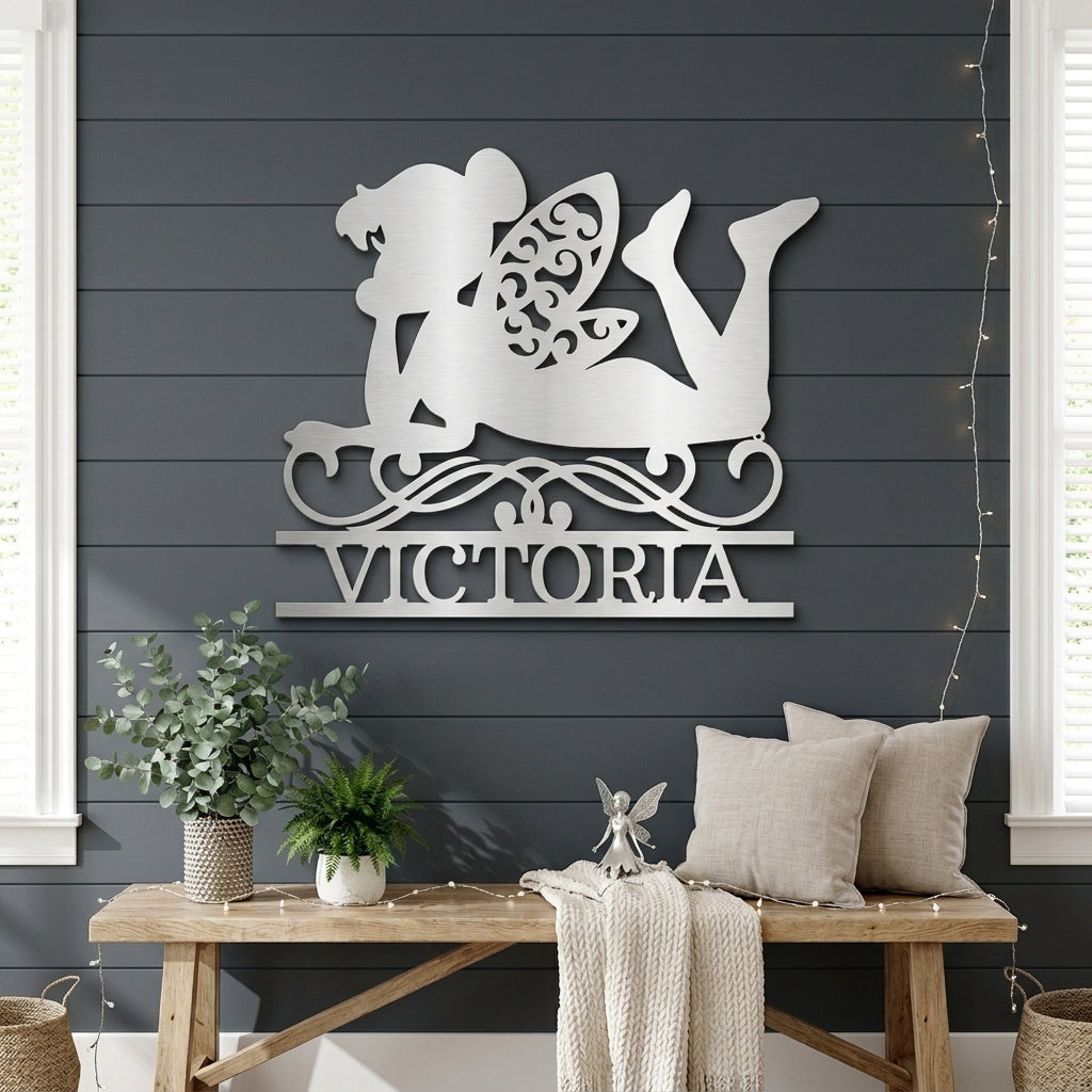 Personalized Fairy Metal Wall Art | Custom Fairy Name Sign | Whimsical Fantasy Metal Decor | Girls Bedroom Wall Art | Made in USA