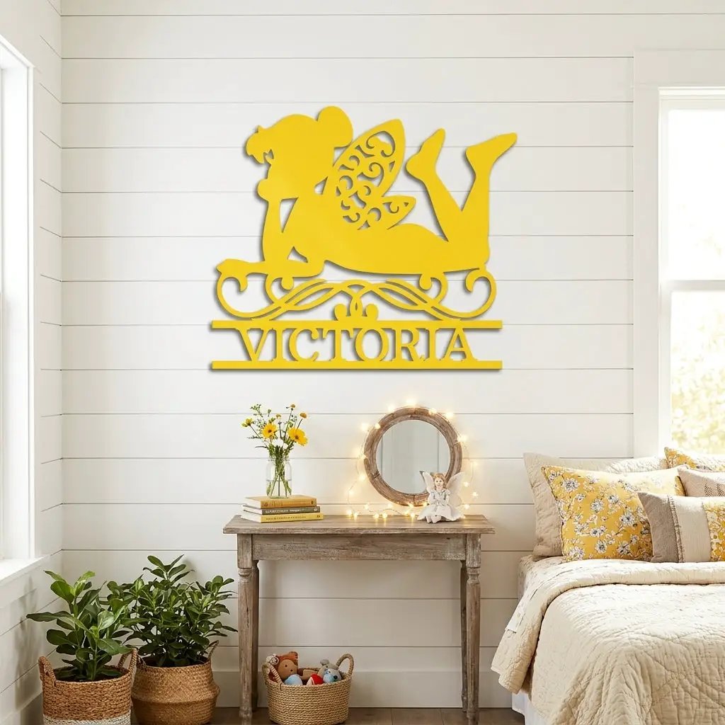 Personalized Fairy Metal Wall Art | Custom Fairy Name Sign | Whimsical Fantasy Metal Decor | Girls Bedroom Wall Art | Made in USA
