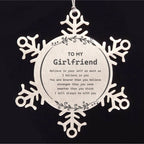 Girlfriend Snowflake Ornament Gifts, To My Girlfriend You are braver than you believe, stronger than you seem, Inspirational Gifts For Girlfriend Ornament, Birthday, Christmas Gifts For Girlfriend Men Women