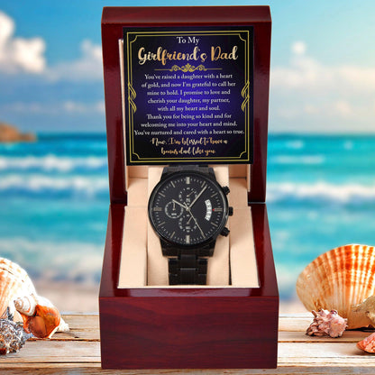 Gift for Girlfriend's Dad You Raised a Daughter with a Heart Of Gold Black Chronograph Watch - Mallard Moon Gift Shop