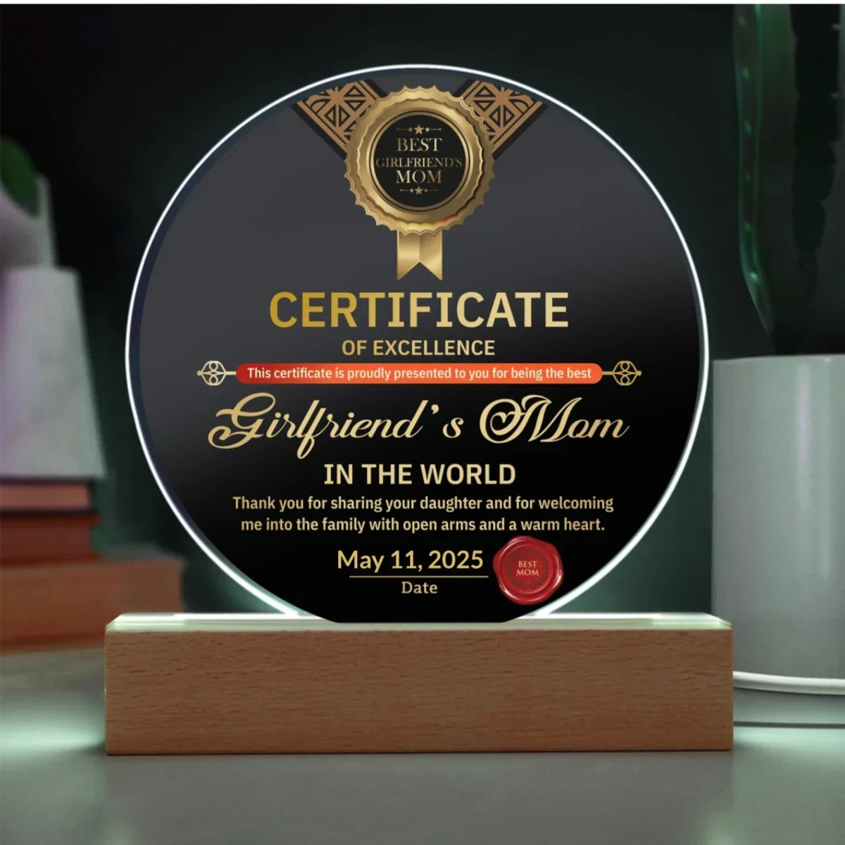 Mother's Day Gift for your Girlfriend's Mom Round Acrylic Plaque