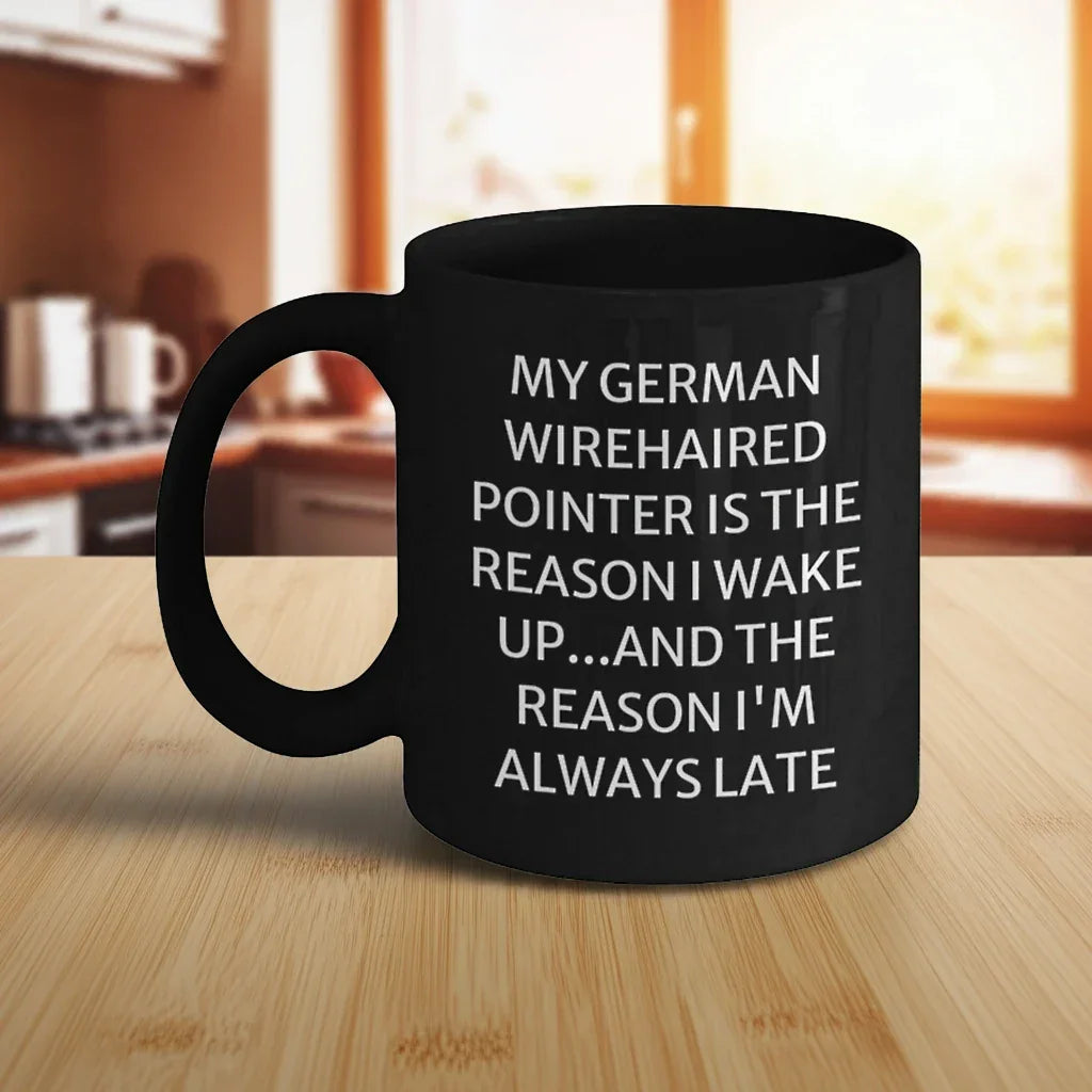 German Wirehaired Pointer Dog Lovers' Funny Quote Black Coffee Mug, Birthday Unique Gifts