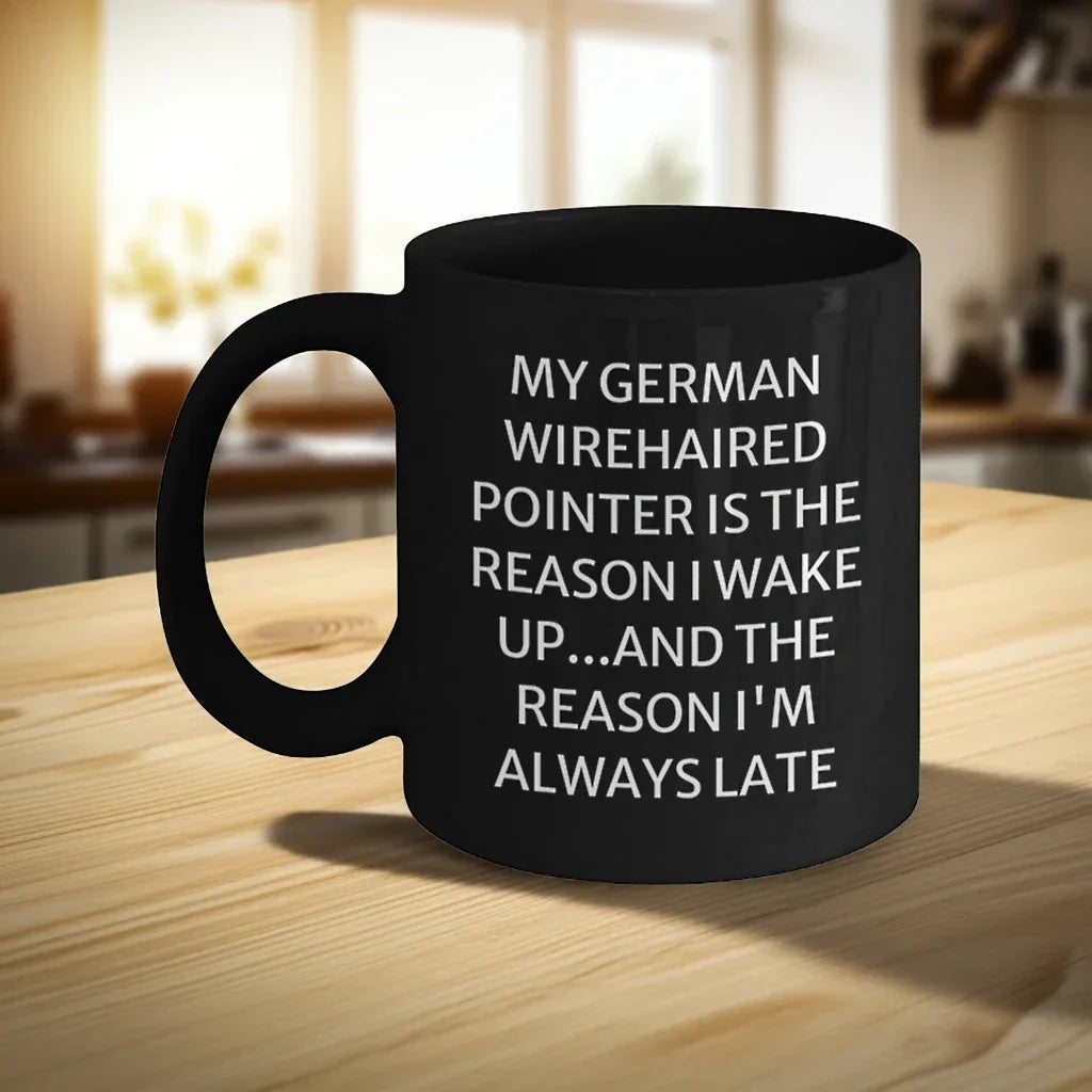 German Wirehaired Pointer Dog Lovers' Funny Quote Black Coffee Mug, Birthday Unique Gifts