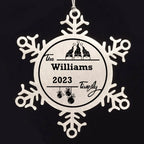 Personalized 3 Gnome Family Snowflake Ornament – Custom Stainless Steel Christmas Keepsake with Gift Bag – Engraved Names & Dates Holiday Decor for Family, Friends, Couples