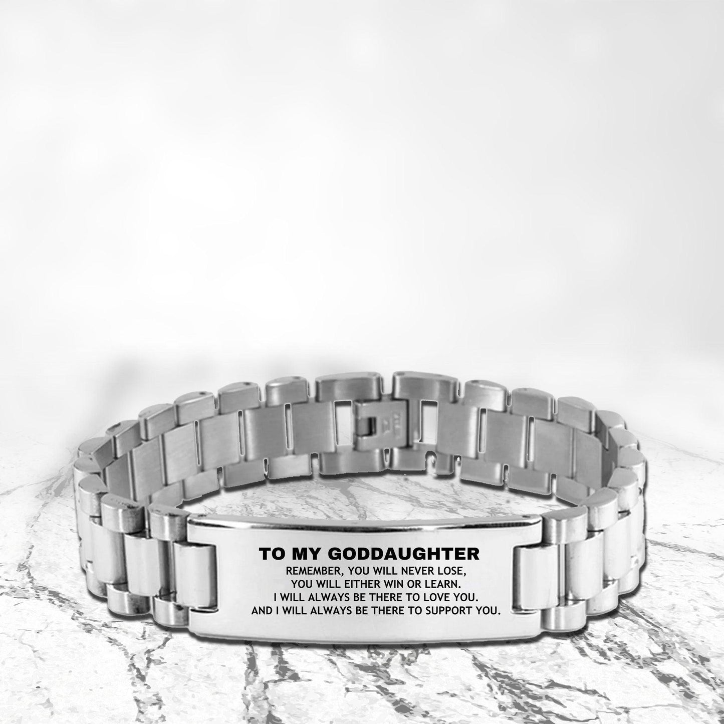 Goddaughter Gifts, To My Goddaughter Remember, you will never lose. You will either WIN or LEARN, Keepsake Ladder Stainless Steel Bracelet For Goddaughter Engraved, Birthday Christmas Gifts Ideas For Goddaughter X-mas Gifts - Mallard Moon Gift Shop