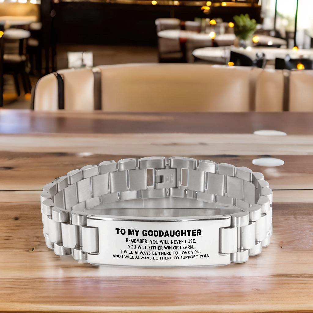 Goddaughter Gifts, To My Goddaughter Remember, you will never lose. You will either WIN or LEARN, Keepsake Ladder Stainless Steel Bracelet For Goddaughter Engraved, Birthday Christmas Gifts Ideas For Goddaughter X-mas Gifts - Mallard Moon Gift Shop