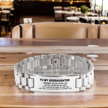 Goddaughter Gifts, To My Goddaughter Remember, you will never lose. You will either WIN or LEARN, Keepsake Ladder Stainless Steel Bracelet For Goddaughter Engraved, Birthday Christmas Gifts Ideas For Goddaughter X-mas Gifts - Mallard Moon Gift Shop