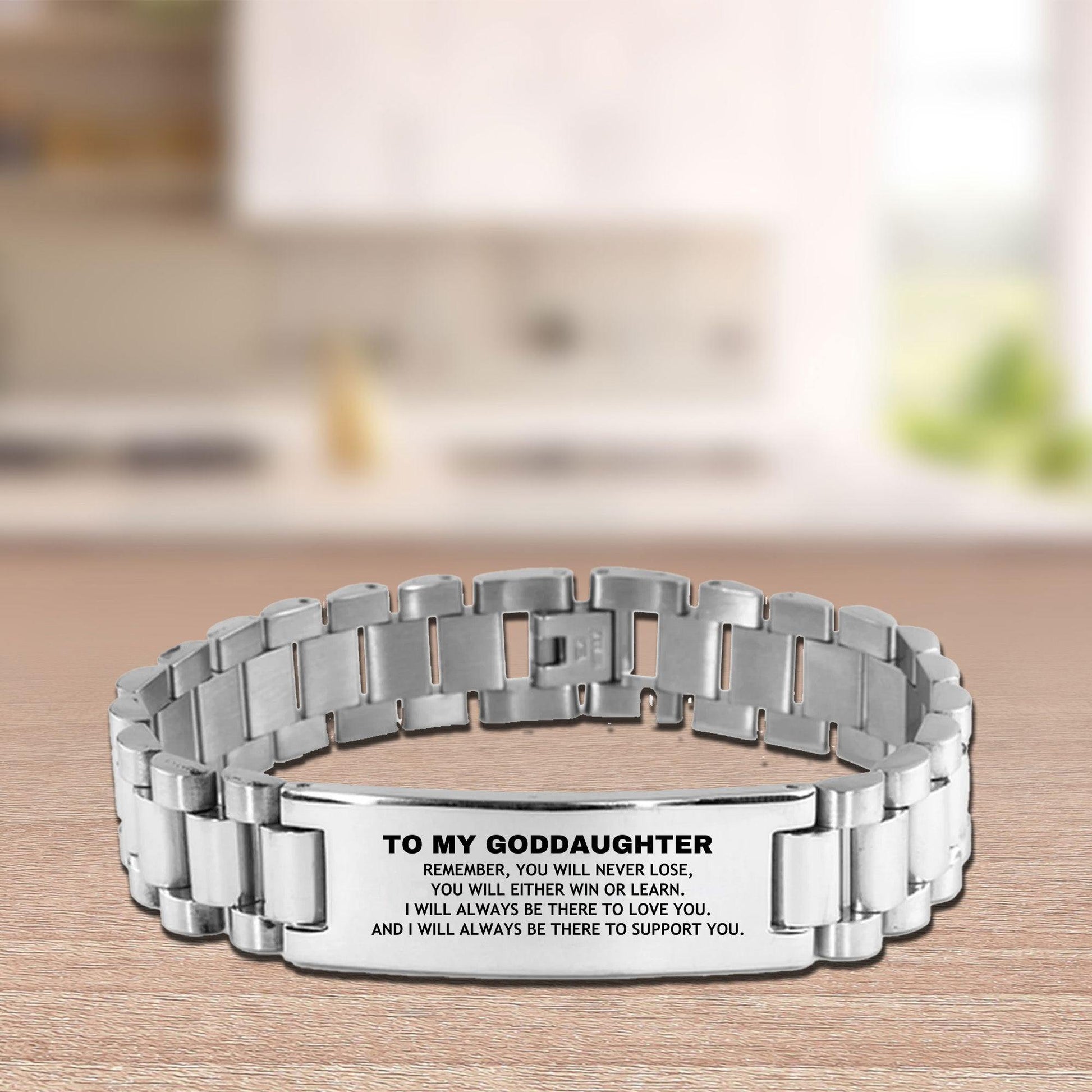 Goddaughter Gifts, To My Goddaughter Remember, you will never lose. You will either WIN or LEARN, Keepsake Ladder Stainless Steel Bracelet For Goddaughter Engraved, Birthday Christmas Gifts Ideas For Goddaughter X-mas Gifts - Mallard Moon Gift Shop