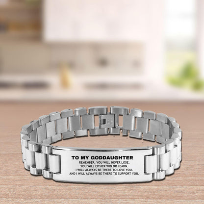 Goddaughter Gifts, To My Goddaughter Remember, you will never lose. You will either WIN or LEARN, Keepsake Ladder Stainless Steel Bracelet For Goddaughter Engraved, Birthday Christmas Gifts Ideas For Goddaughter X-mas Gifts - Mallard Moon Gift Shop
