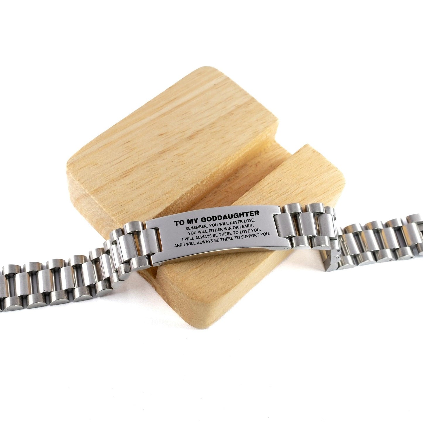 Goddaughter Gifts, To My Goddaughter Remember, you will never lose. You will either WIN or LEARN, Keepsake Ladder Stainless Steel Bracelet For Goddaughter Engraved, Birthday Christmas Gifts Ideas For Goddaughter X-mas Gifts - Mallard Moon Gift Shop
