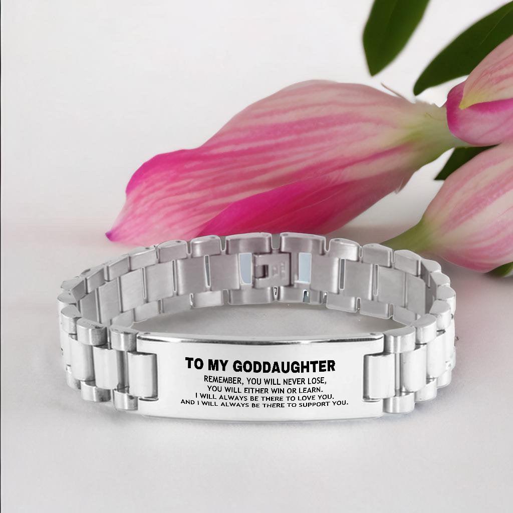Goddaughter Gifts, To My Goddaughter Remember, you will never lose. You will either WIN or LEARN, Keepsake Ladder Stainless Steel Bracelet For Goddaughter Engraved, Birthday Christmas Gifts Ideas For Goddaughter X-mas Gifts - Mallard Moon Gift Shop