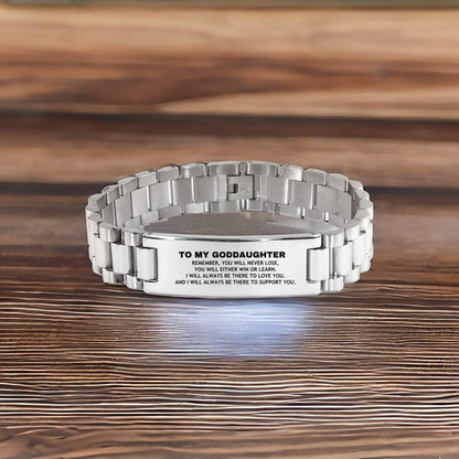 Goddaughter Gifts, To My Goddaughter Remember, you will never lose. You will either WIN or LEARN, Keepsake Ladder Stainless Steel Bracelet For Goddaughter Engraved, Birthday Christmas Gifts Ideas For Goddaughter X-mas Gifts - Mallard Moon Gift Shop