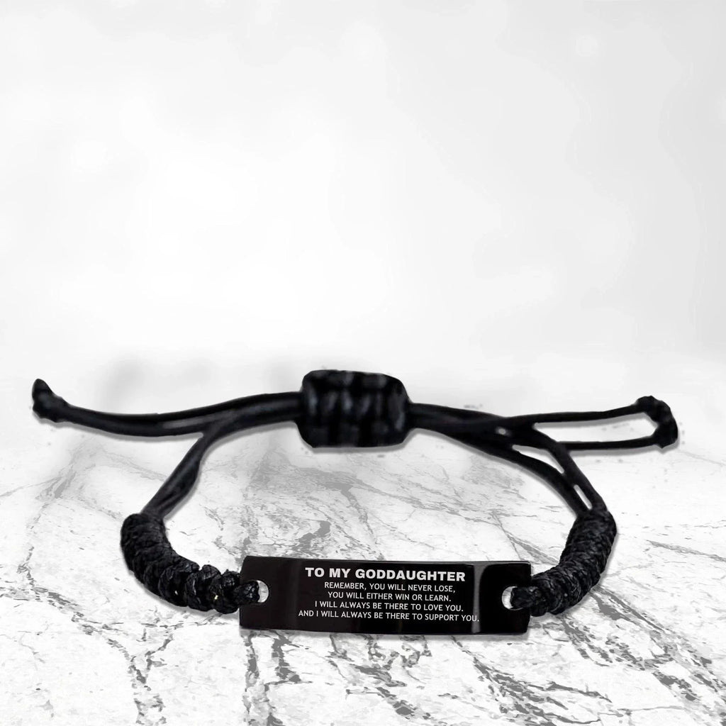 Goddaughter Gifts, To My Goddaughter Remember, you will never lose. You will either WIN or LEARN, Keepsake Black Rope Bracelet For Goddaughter Engraved, Birthday Christmas Gifts Ideas For Goddaughter X-mas Gifts