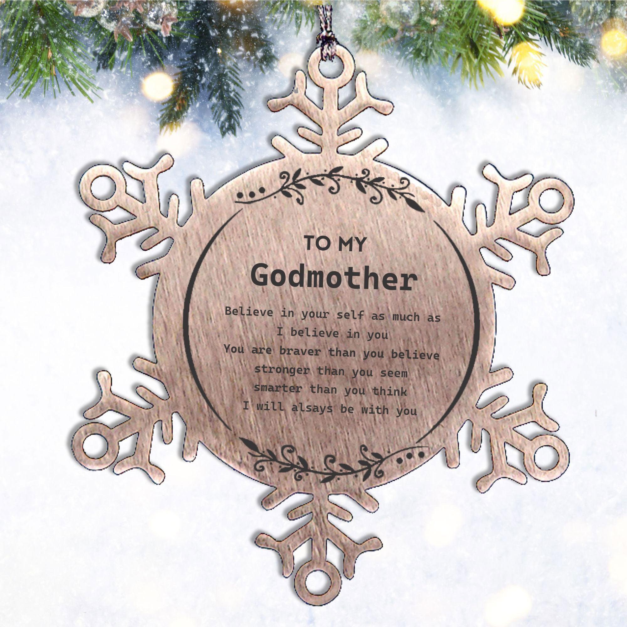 Godmother Snowflake Ornament Gifts, To My Godmother You are braver than you believe, stronger than you seem, Inspirational Gifts For Godmother Ornament, Birthday, Christmas Gifts For Godmother Men Women