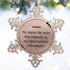 Godson Long Distance Relationship Gifts, No matter the miles that separate us, Cute Love Snowflake Ornament For Godson, Birthday Christmas Unique Gifts For Godson