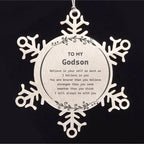 Godson Snowflake Ornament Gifts, To My Godson You are braver than you believe, stronger than you seem, Inspirational Gifts For Godson Ornament, Birthday, Christmas Gifts For Godson Men Women
